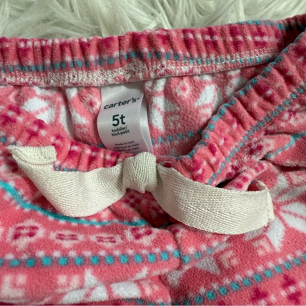 Carter's Gray and Pink Pajama Set Cozy Winter Wear - Picture 3 of 3